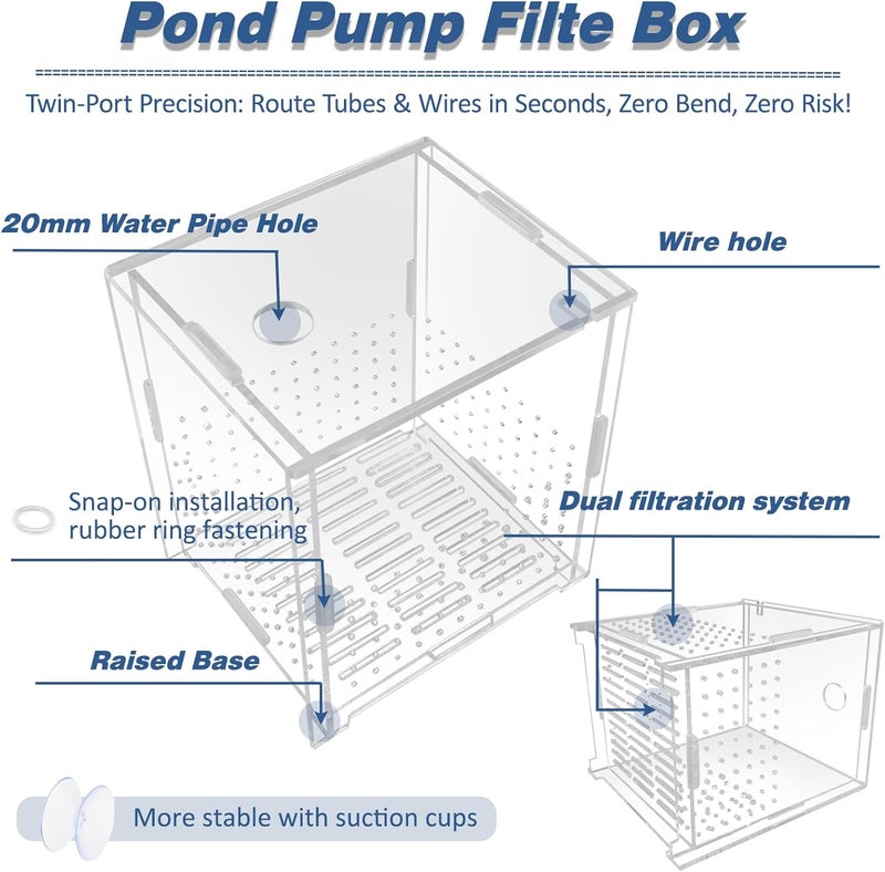 PILISPARK Small Pond Pump Cover, Fish Water Tank Protective Case, Acrylic Protective Cover For Outdoor Pond Filter, Water Filter Pump, Outdoor Pond, Garden, Swimming Pool, Fish Tank (4.3 “X3.5 ”X5.1") - Image 4